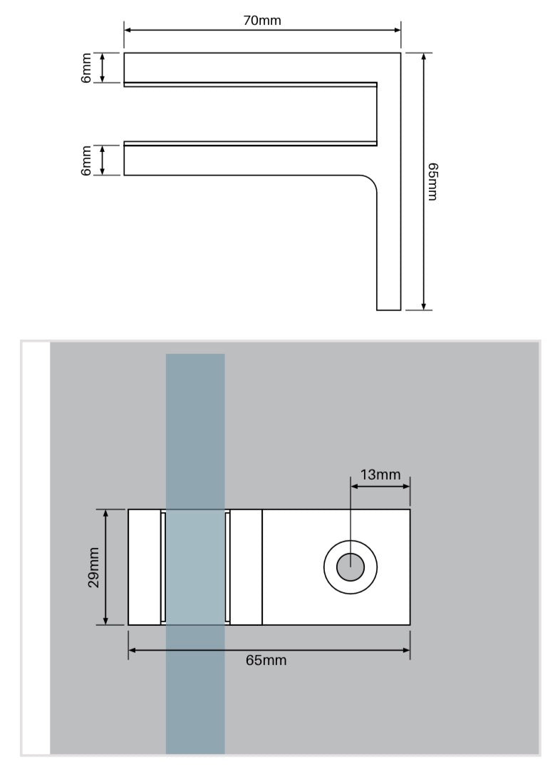 Offset Glass Clamp | SS316 | 12mm Glass | Black, Satin & Polish