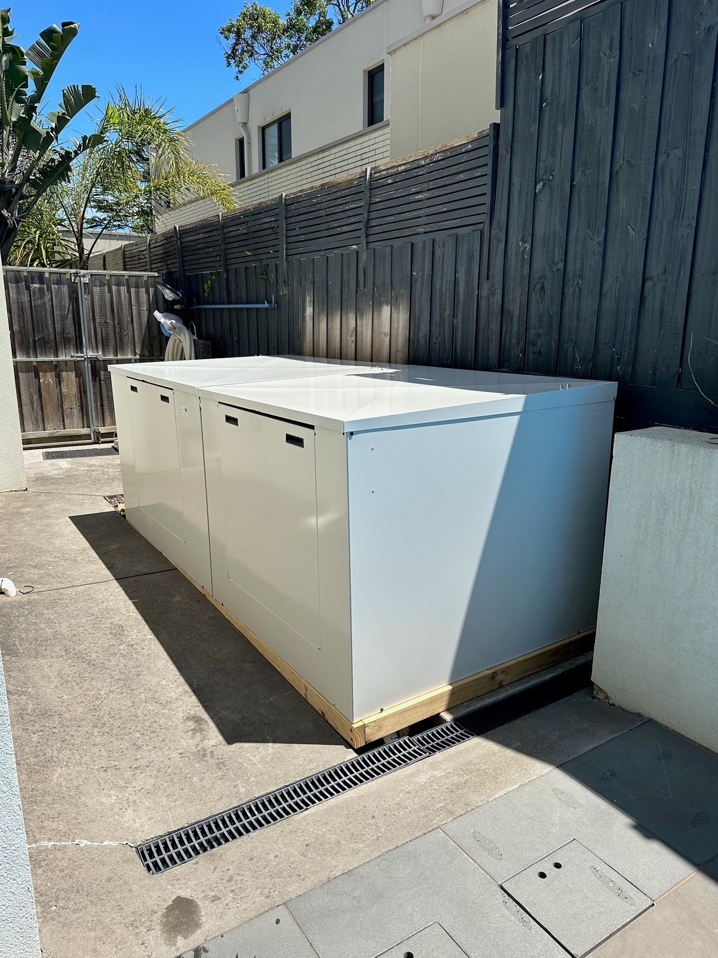 Close-up view of Acoustic Box galvanized steel soundproof pump enclosure housing