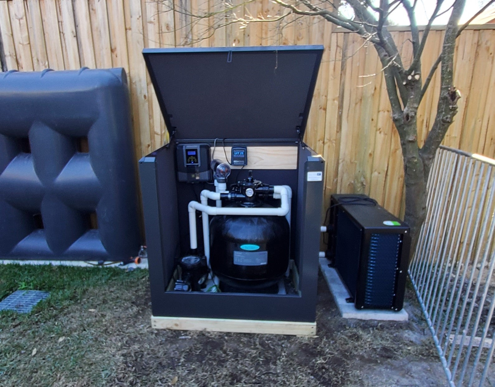 Acoustic Box outdoor soundproof enclosure installed over pool pump system