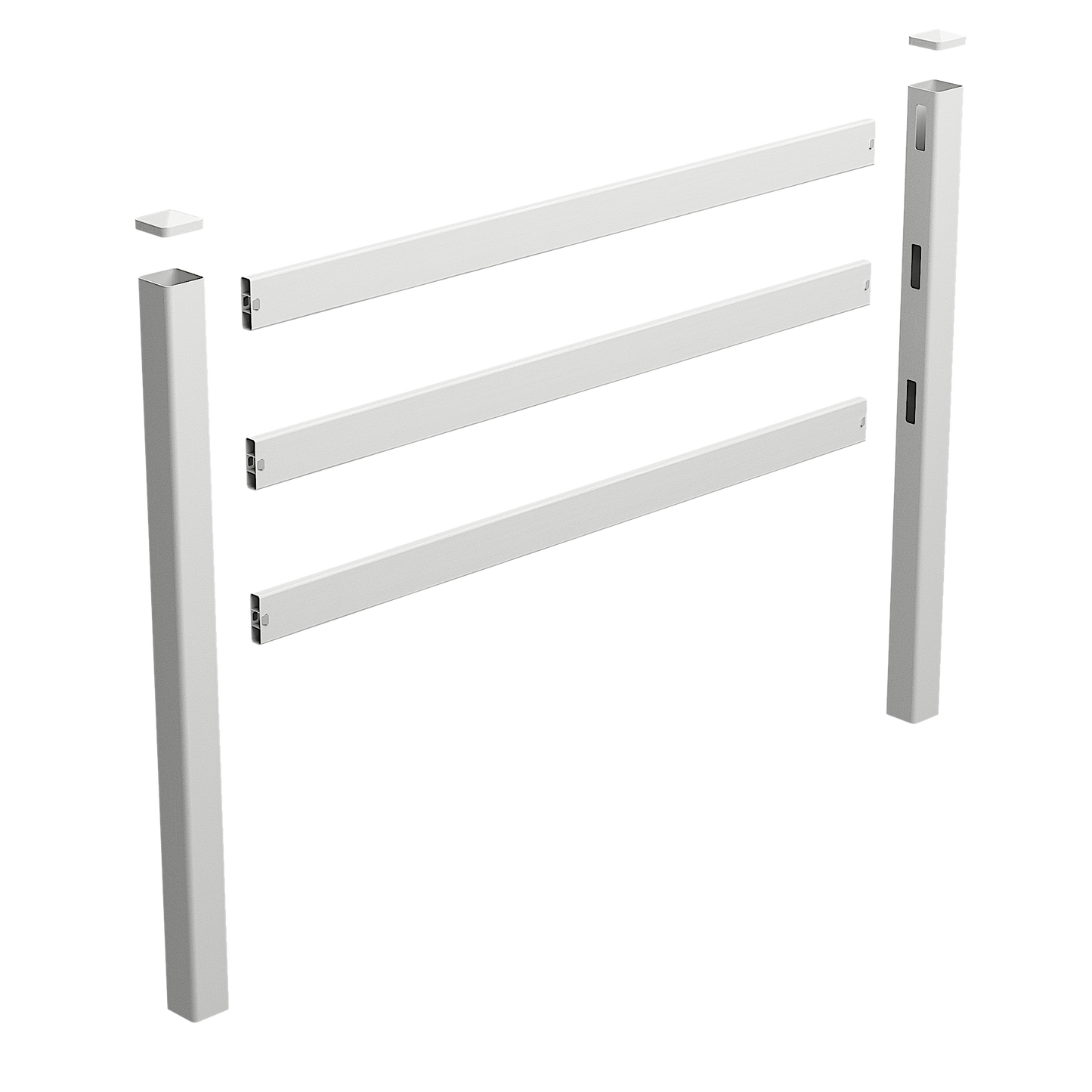 White PVC 3 Rail Fence Panel | 2388mm W x 1350mm H