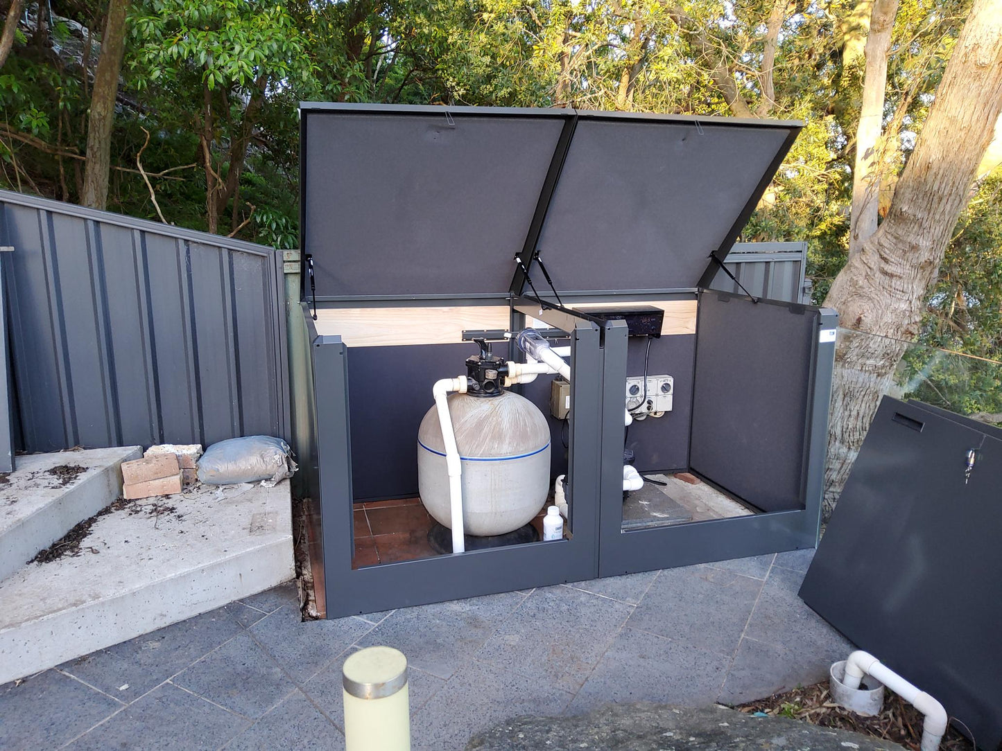 Interior of Acoustic Box brand soundproof pump enclosure with acoustic insulation panels