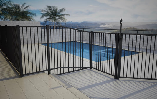 Raked Flat Top Pool Fence Panel - 1450mm Wide | 1400mm & 1800mm High | AS1926.1 Compliant