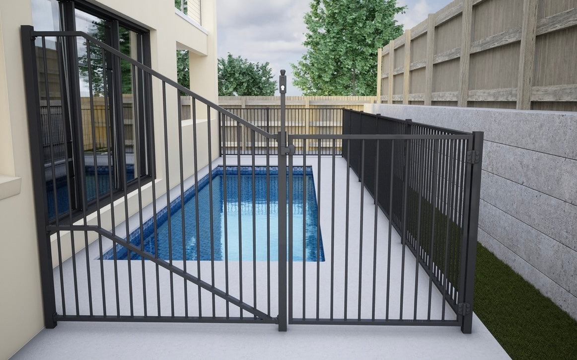Raked Flat Top Pool Fence Panel - 1450mm Wide | 1400mm & 1800mm High | AS1926.1 Compliant