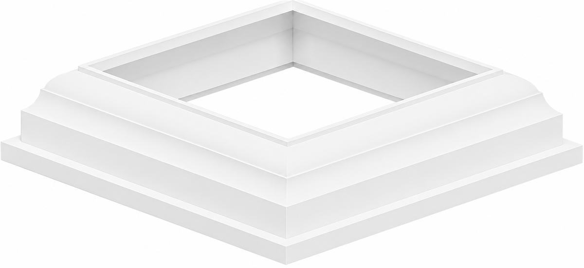 Hampton PVC Fence Post Base Plate Cover | 2 Part Domical | White