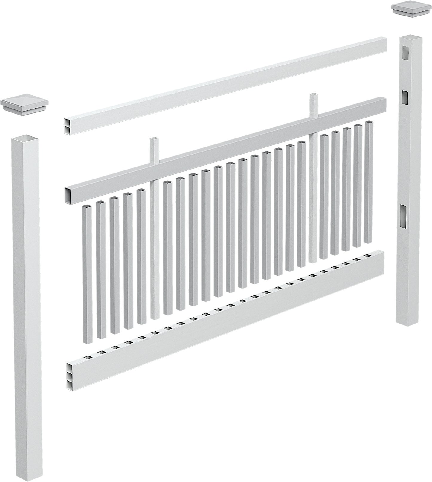 PVC Semi Privacy Fence Panel & Posts - 2388mm W x 1200mm H | White