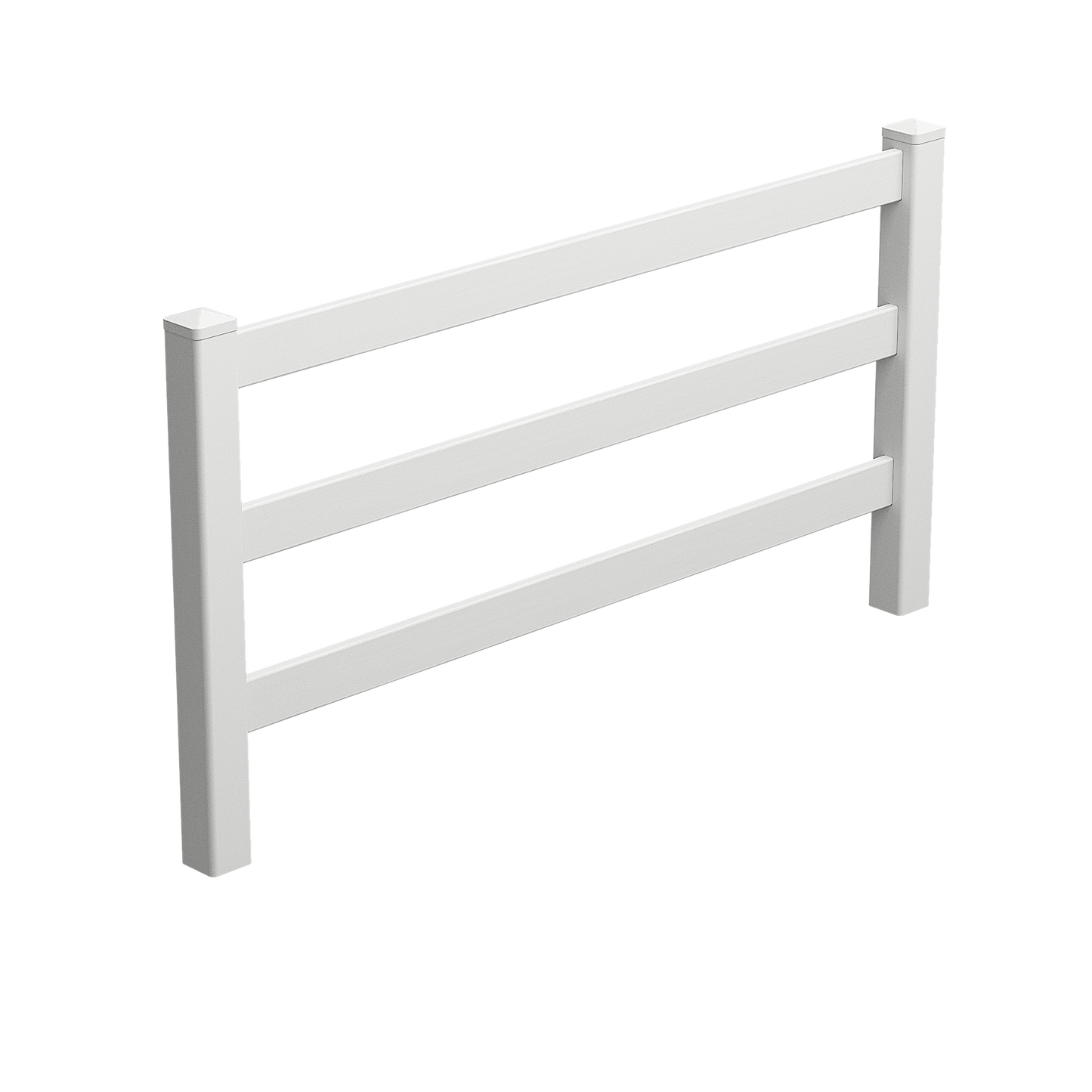 PVC 3 Rail Fence & Posts - 2388mm W x 1350mm H | White