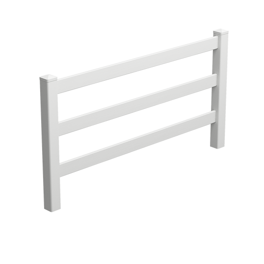 White PVC 3 Rail Fence Panel | 2388mm W x 1350mm H