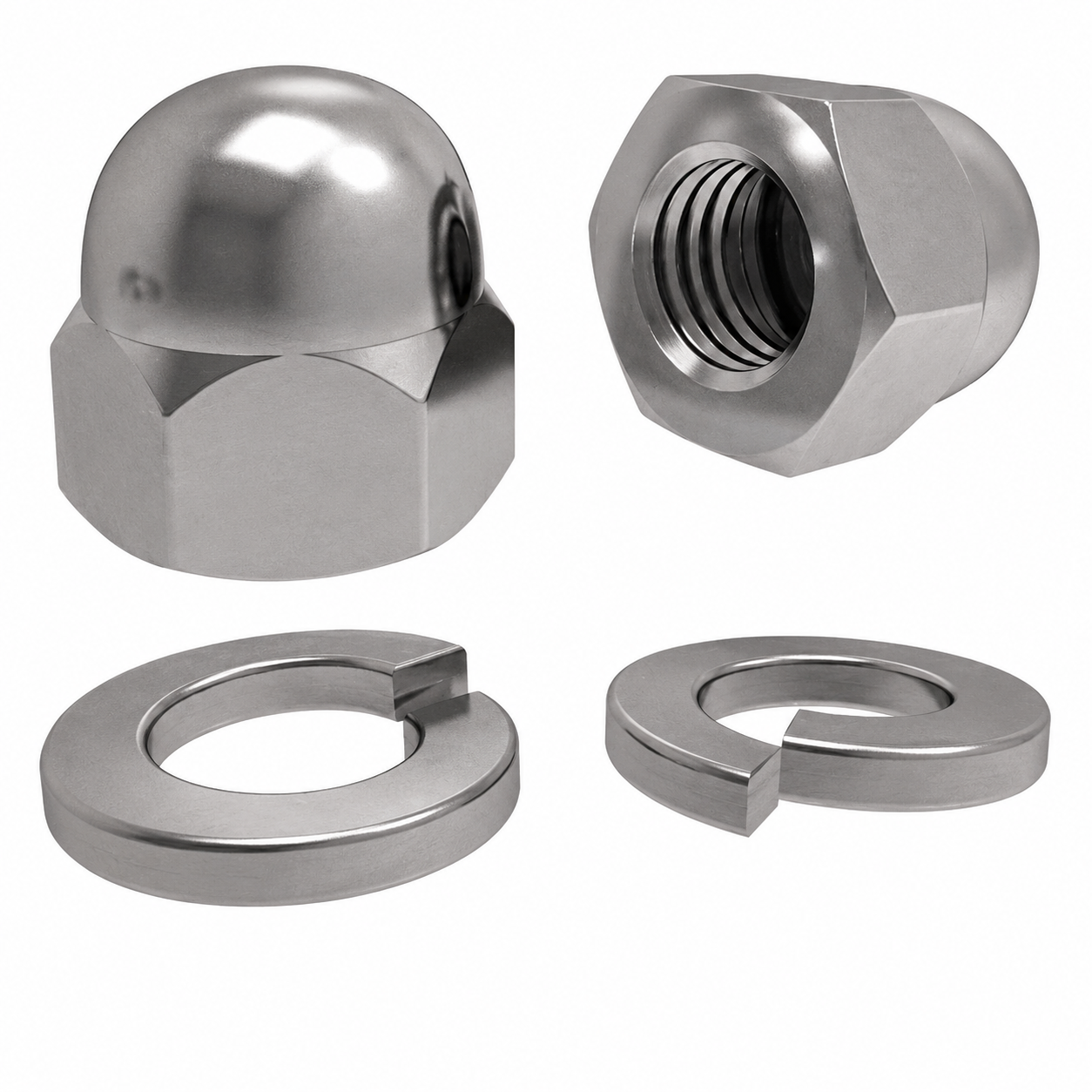 PIK Fencing M12 Dome Nut Black & Silver | Stainless Steel Fixing for Surface Mount Panels