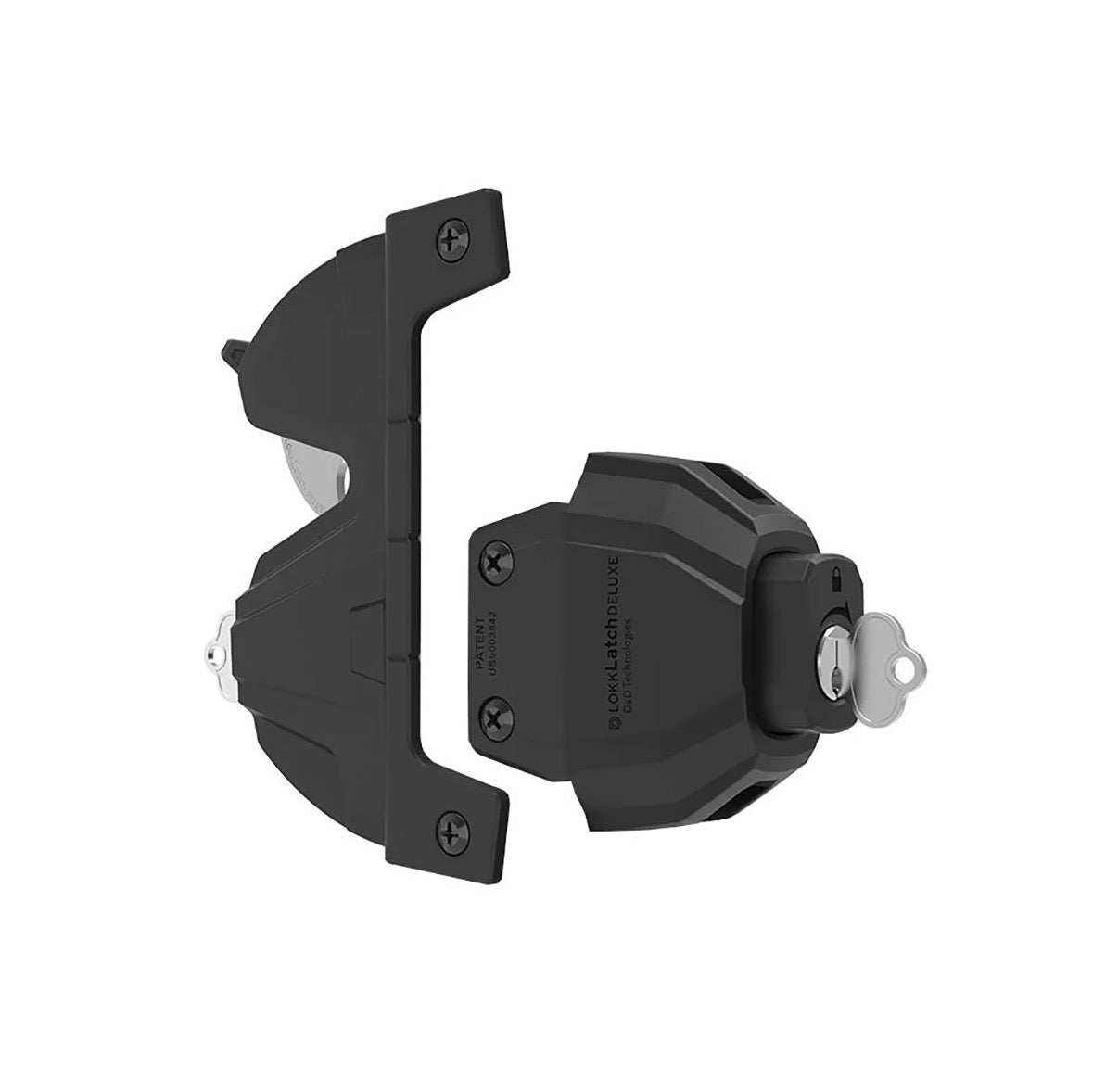 D&D Lokk Latch Deluxe Gate Latch | Push Button External Access | Keyed Different | White & Black