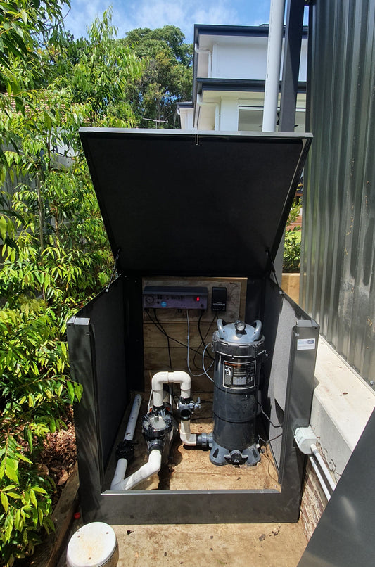 Interior of Acoustic Box brand soundproof pump enclosure with acoustic insulation panels