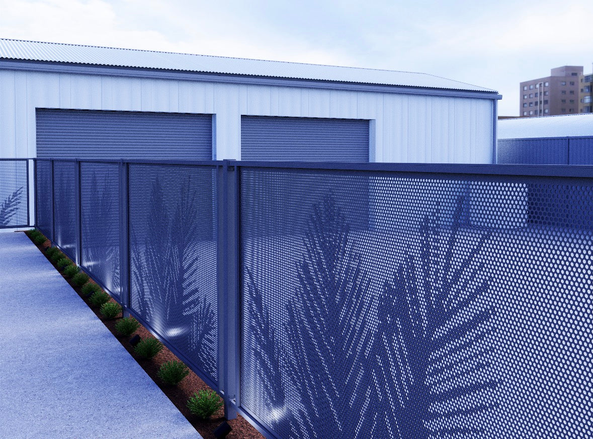 Premium Perf Pool Fence Panel | Palm Design | 1988mm W x 1188mm H | AS1926.1