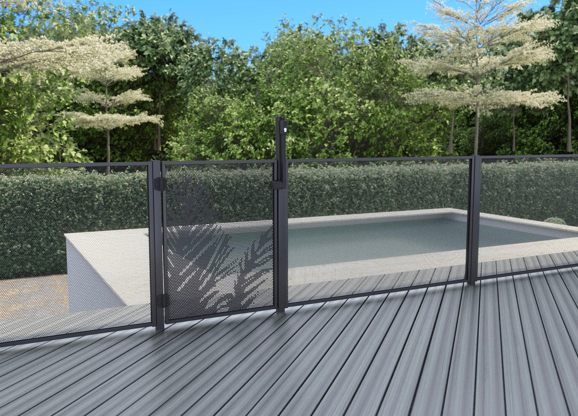 Premium Perf Pool Fence Gate | Palm Design | 975mm W x 1200mm H | AS1926.1