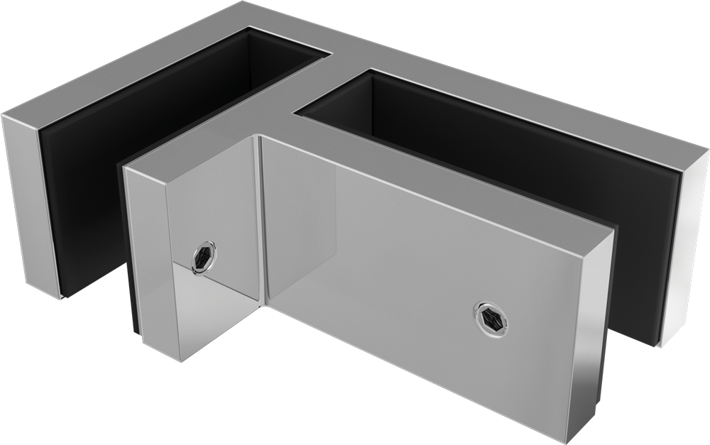 90 Degree Corner Glass Clamp | SS316 | 12mm Glass | Black, White, Satin & Polish