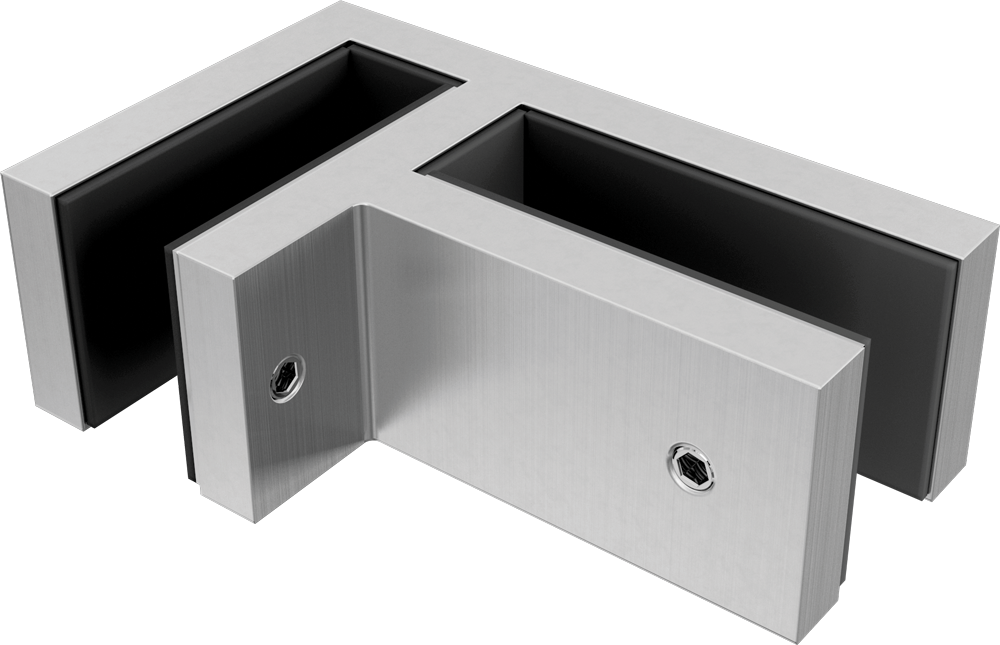 90 Degree Corner Glass Clamp | SS316 | 12mm Glass | Black, White, Satin & Polish
