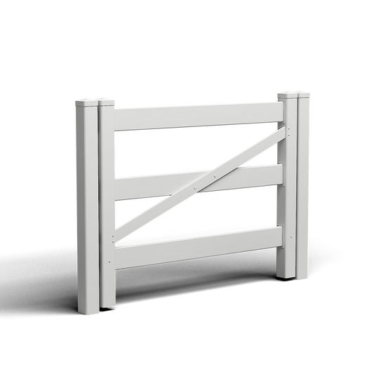 White PVC 3 Rail Gate | 1800mm W x 1300mm H | Width Adjustable