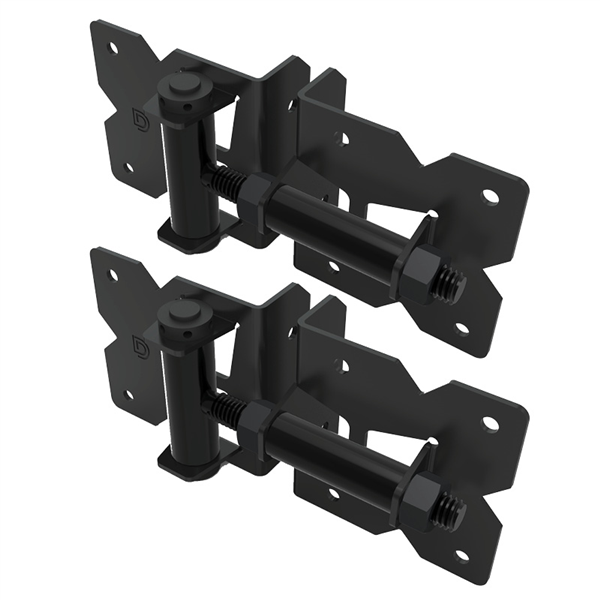 D&D TruClose Hamptons Gate Hinge | Adjustable Tension | White & Black | 2 Pack