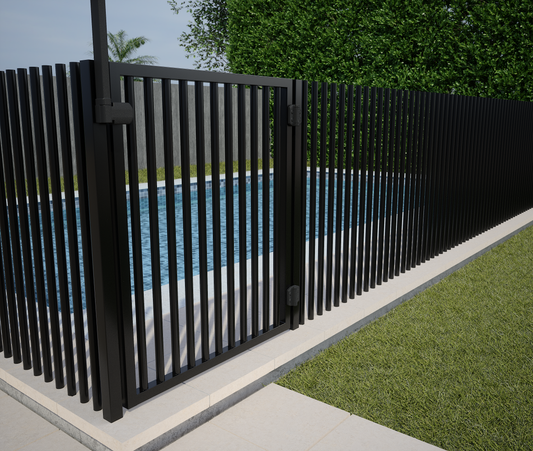 PIK Fencing Gate 975mm Satin Black & Pearl White | AS1926.1 Pool Compliant Aluminium Gate with Gate Kit