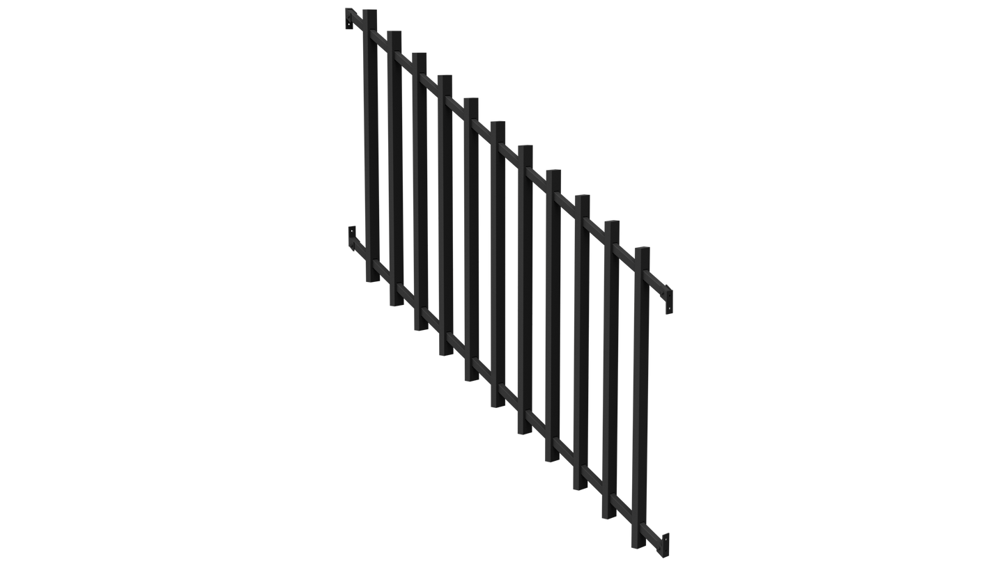 BARR Batten Aluminium Raked Fence Panel | 1380mm W x 1000mm H | White & Black