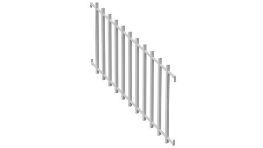 BARR Batten Aluminium Raked Fence Panel | 1380mm W x 1000mm H | White & Black