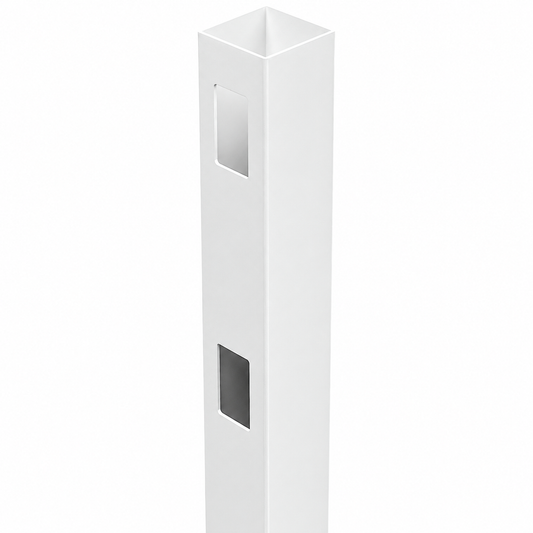 White PVC Semi Privacy Fence Posts | 102mm | 3 Types Available