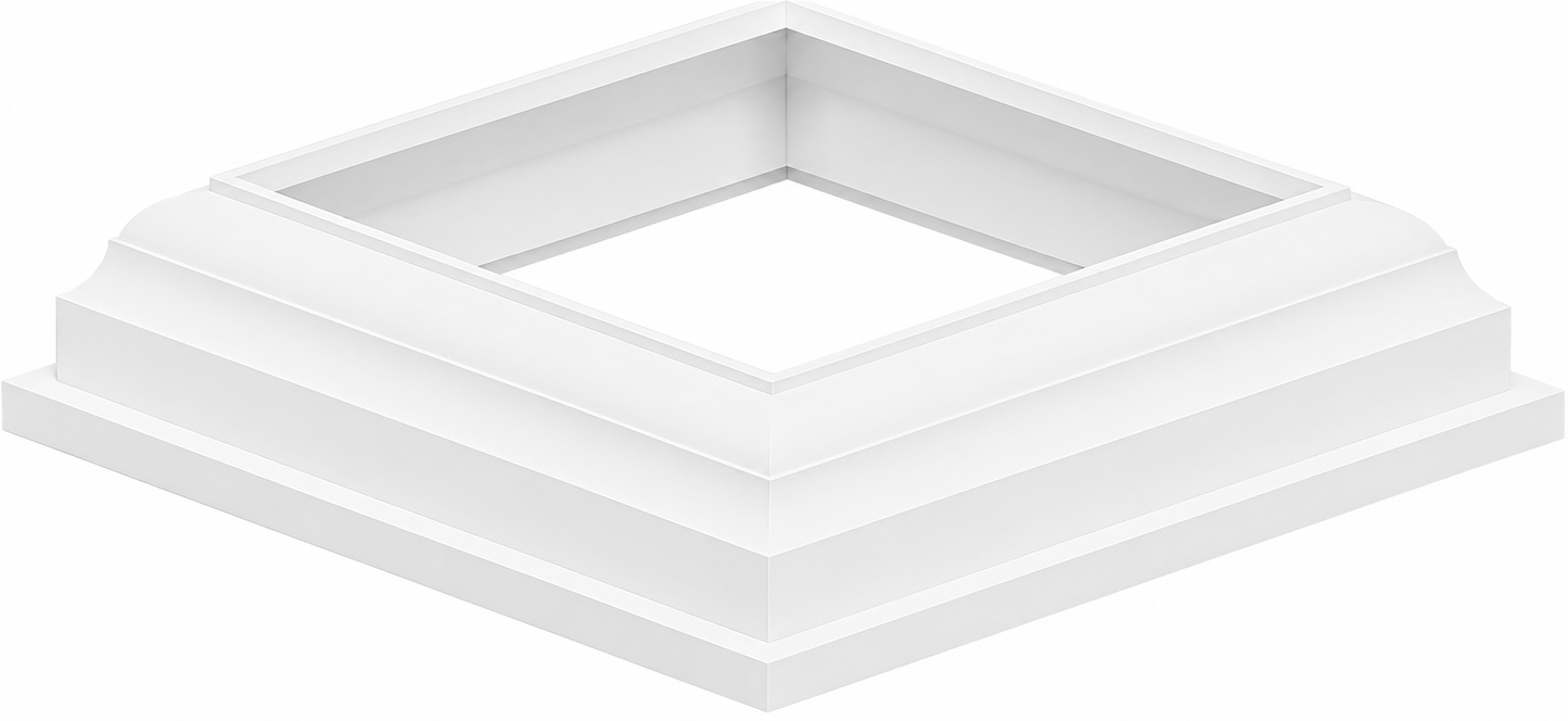Hampton PVC Fence Post Base Plate Cover | 2 Part Domical | White