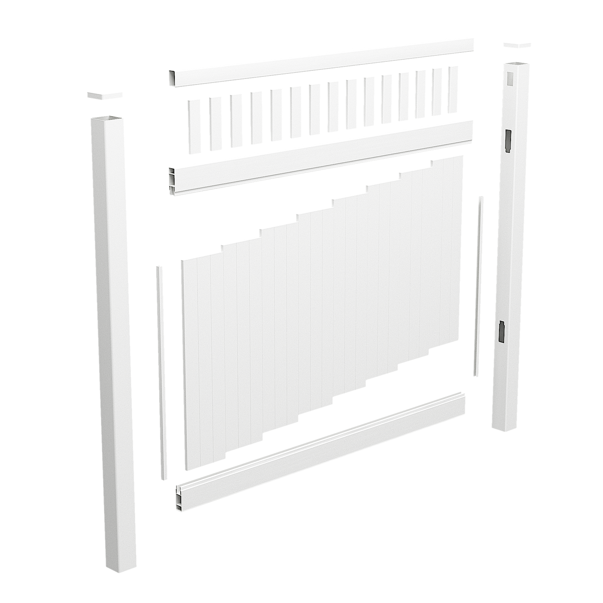White PVC Combo Privacy Fence Panel | 2388mm W x 1800mm H